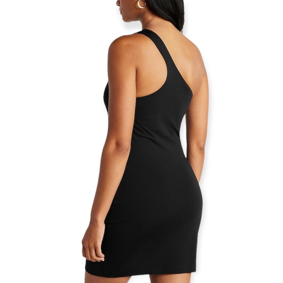 EXPRESS Black Body Contour One Shoulder Mini Dress M NWT - Picture 4 of 6